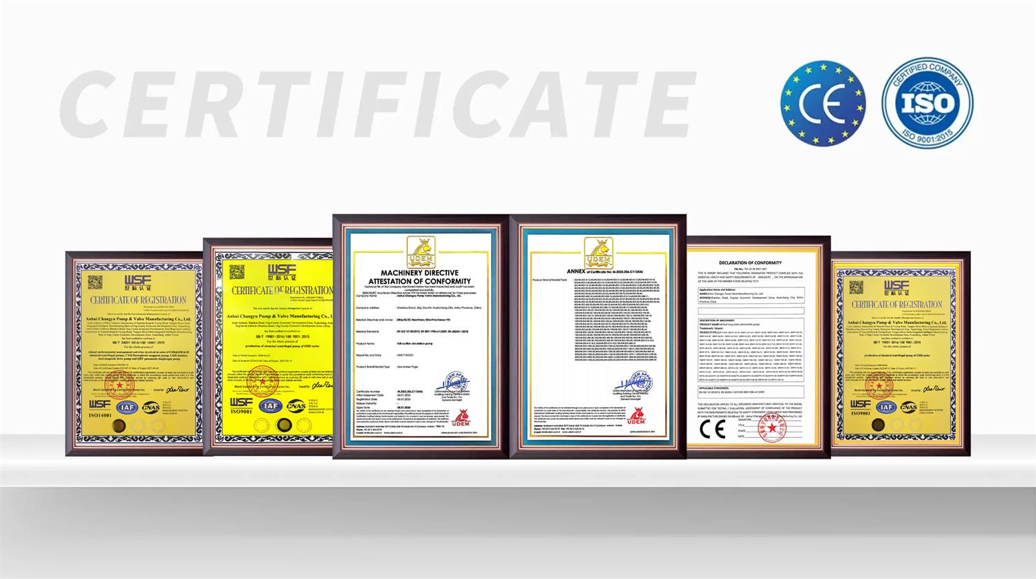 Centrifugal Chemical Pump Certificate